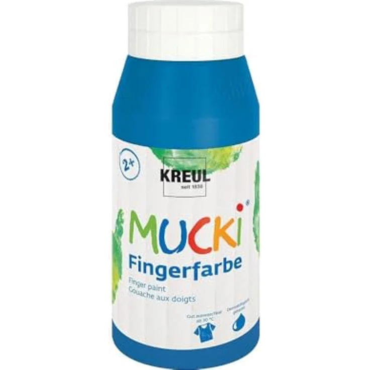 KREUL MUCKI Fingerfarbe blau, 750 ml, vegan und wasserbasiert, hautverträglich, geeignet für Kinder ab 2 Jahren – Bild 4