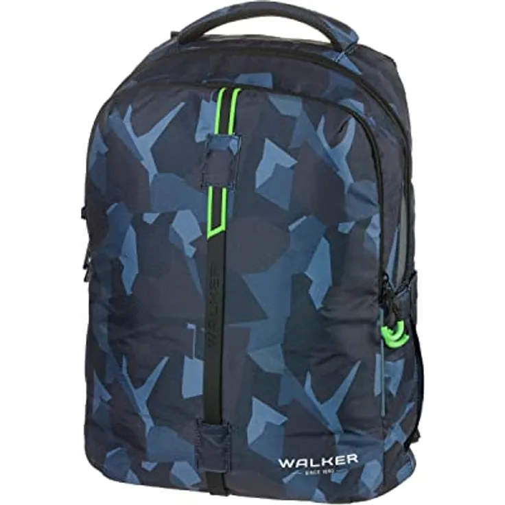 Walker 42125-374 Schulrucksack Elite 2.0 "Camo Anthrazit", 32 Liter Volumen, 2 Fächer, höhenverstellbares Tragesystem, Rücken-Polsterung, RFID Schutz