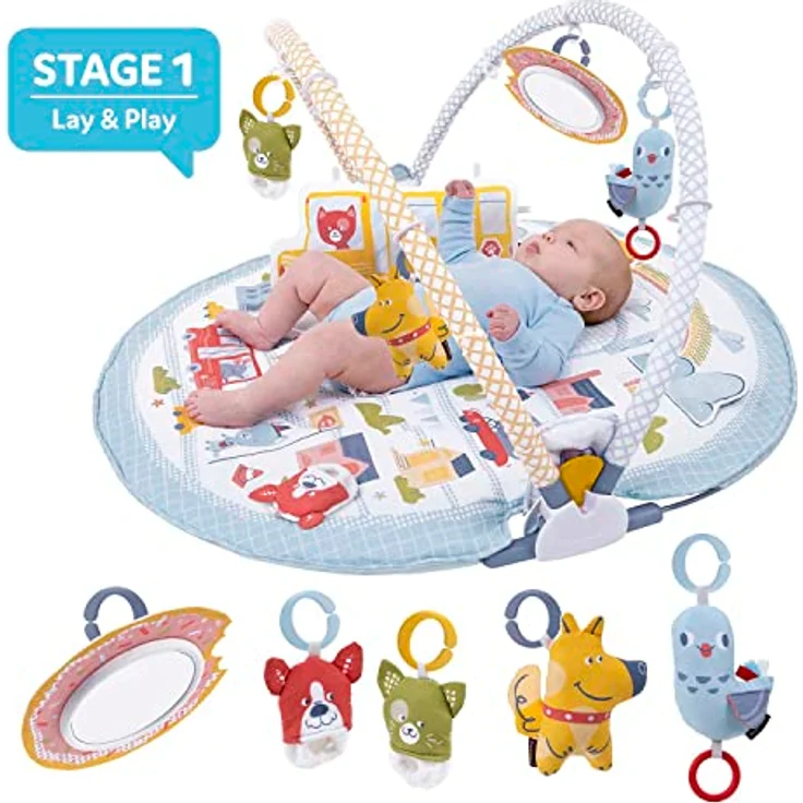Yookidoo Baby Gym Urban, 3-in-1 Activity Center für Neugeborene mit Bauchlage-Spielzeug, Kissen & Babyspiegel, bunt, 0–12 Monate – Bild 2