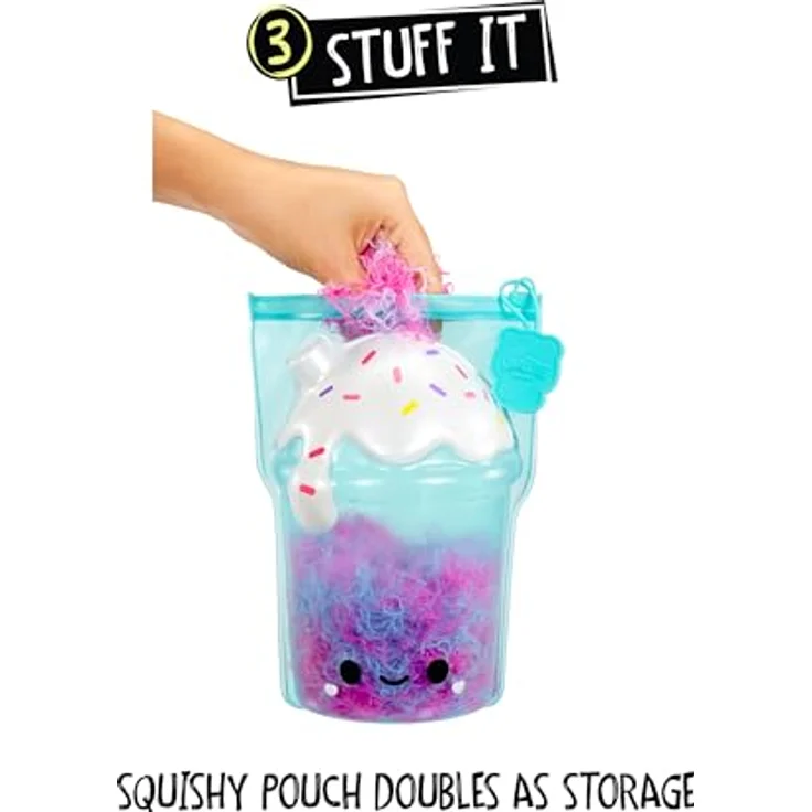 MGA ENTERTAINMENT Kuscheltier Fluffie Stuffiez Small - Boba Drink, 2-in-1 Kuscheltier und Fidget-Toy, leuchtet im Dunkeln – Bild 5