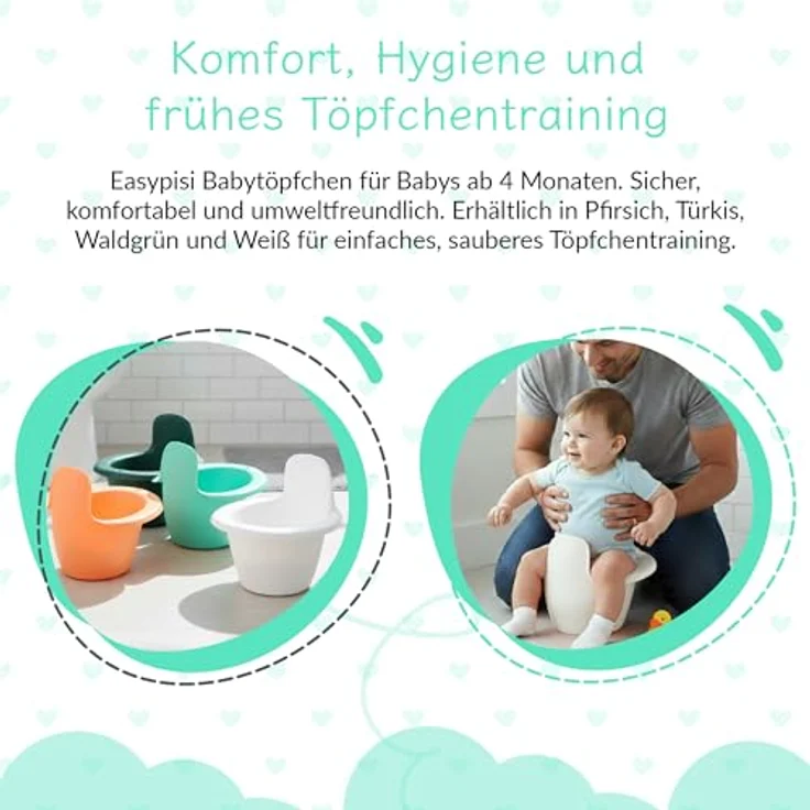 Easypisi Baby-Töpfchen zum Abhalten, Windelfrei, mobiles Kindertöpfchen für Jungen/Mädchen bis 1 Jahr, Weiß, Made in Germany – Bild 6
