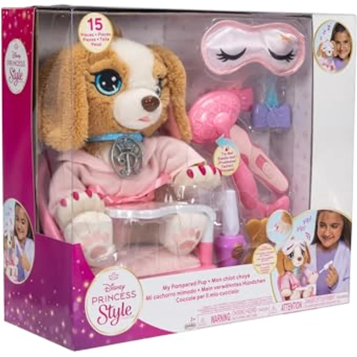 Jakks Pacific Disney Princess Style Collection My Pampered Pup, interaktiver Spielzeug-Hund mit Ton und Farbwechsel-Nägeln, ab 3 Jahren – Bild 8