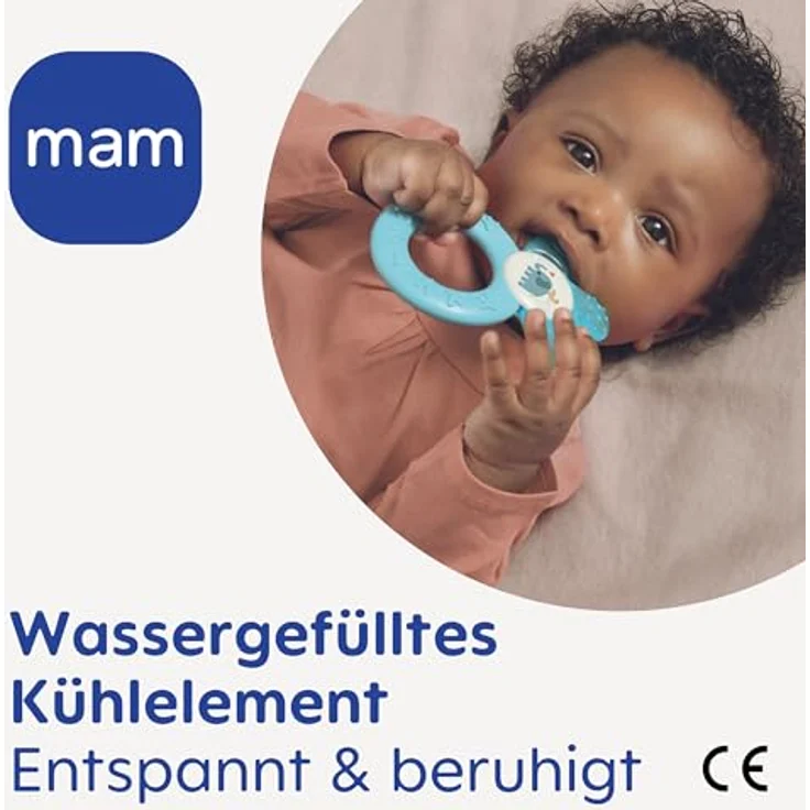 MAM Cooler, Beißring für Babys fördert Sehsinn & Motorik, Greifling mit Wasserkühlteil erreicht auch die Backenzähne, ab 4+ Monate, türkis - Preisvergleich – Bild 4