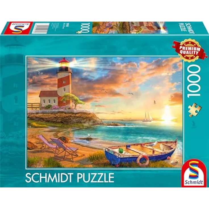 Schmidt Spiele 59765 Sonnenuntergang in der Leuchtturm-Bucht, 1000 Teile Puzzle, 69,3 x 49,3 cm, ab 12 Jahren – Bild 1