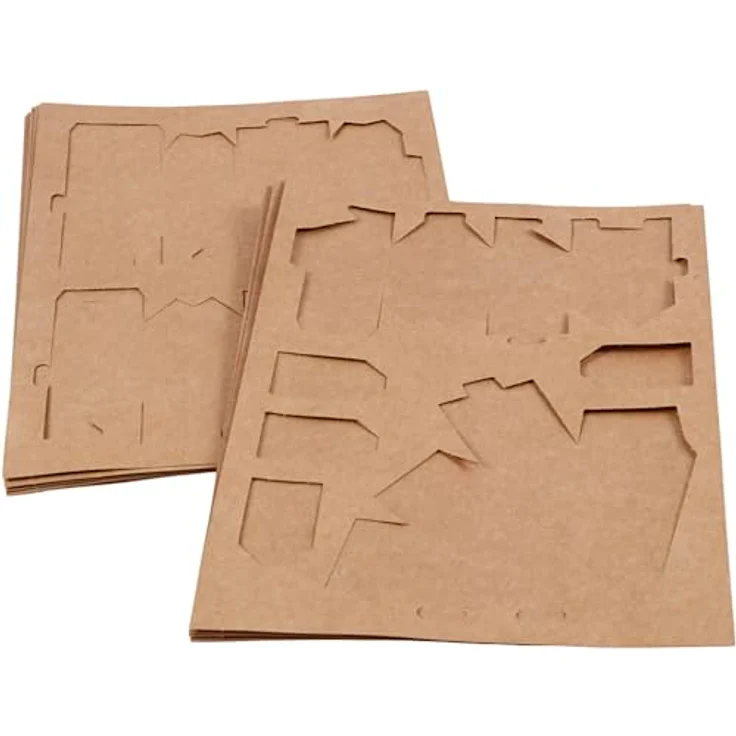 Creativ Company CC Kartonhäuser und Bäume, Set mit 18 Häusern und 6 Bäumen aus 175 g Kraftkarton, 5,7–10 cm – Bild 4