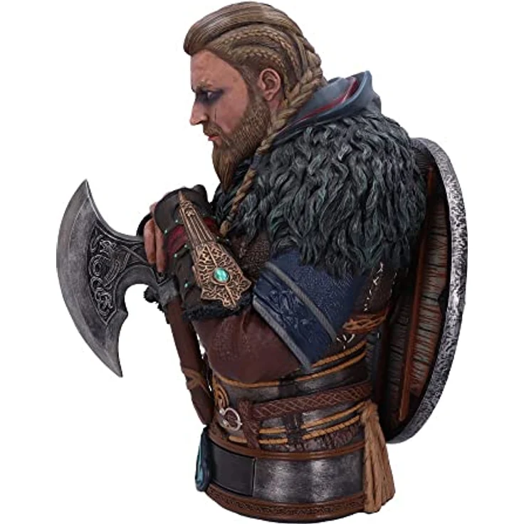 GED Busto Assassin's Creed Valhalla Eivor, 32cm handbemalte Sammelfigur mit Axt und Raven Clan-Schild – Bild 3