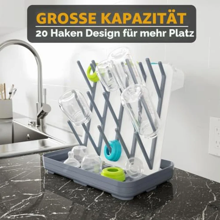 SpaceAid Abtropfgestell für Babyflaschen, mit 20 Haken und platzsparendem Design, vertikaler Flaschenhalter in weiß und grau – Bild 2