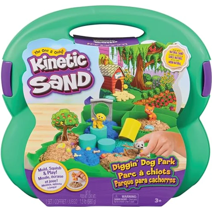 Spin Master Kreativset Kinetic Sand Hunde Park Koffer 680 g, mit 3 interaktiven Hunden und gestaltbarem Park – Bild 10