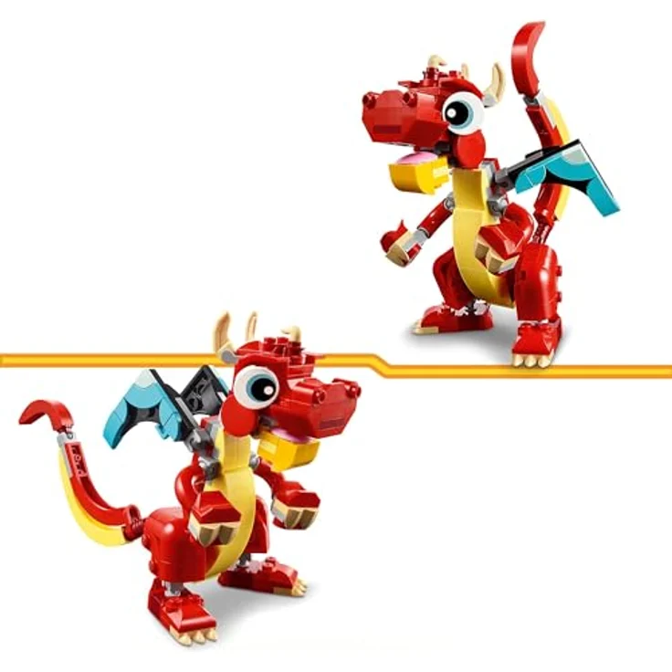 LEGO Creator 3in1 Roter Drache, Spielzeug mit 3 Tierfiguren inkl. Roter Drache, Fisch und Phönix, Geschenk für Kinder ab 6 Jahren 31145 – Bild 3