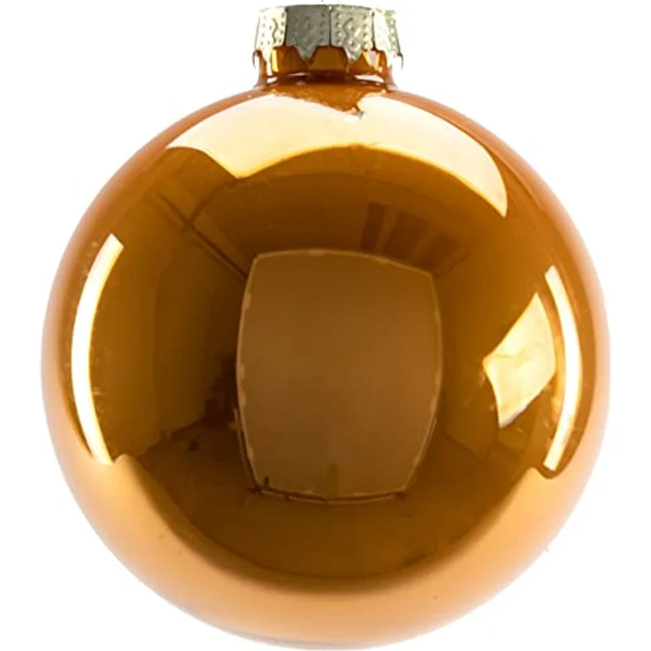 TrendLine Weihnachtskugeln aus Glas Ø 8 cm Bernstein 6 Stück Christbaum- & Feiertagsschmuck – Bild 3