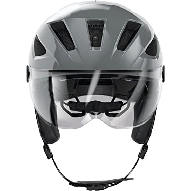 ABUS Stadthelm Pedelec 2.0 ACE - Fahrradhelm mit Rücklicht, Visier, Regenhaube, Ohrenschutz - für Damen und Herren - Grau, Größe S​ – Bild 2
