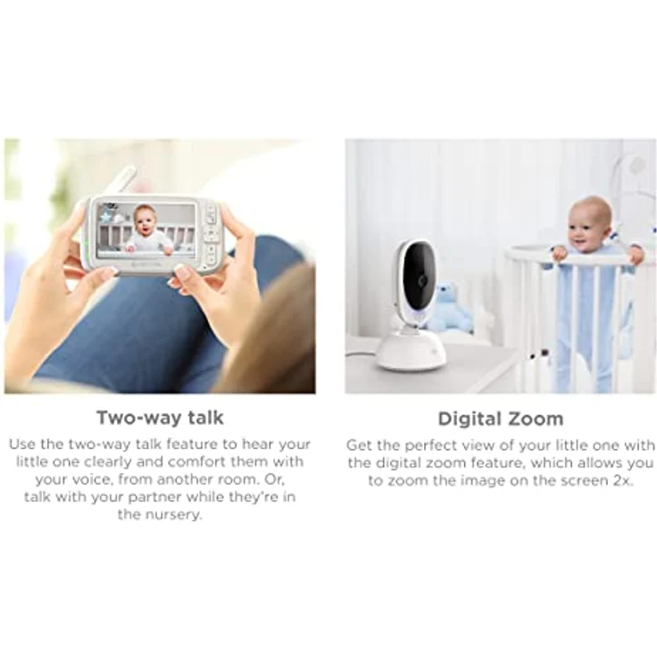 Motorola Nursery Babyphone mit Kamera VM75 - 5-Zoll-Elterneinheit, Nachtsicht, Zoom, Zwei-Wege-Kommunikation - Weiß – Bild 4