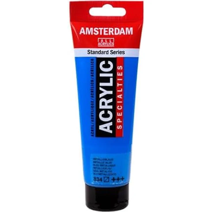 Amsterdam Standard Series Acrylfarbe Metallic Blue 834, 120 ml, halbtransparent, exzellente Lichtechtheit, mittlere Viskosität, glattes Satin-Finish, 100% Acrylharz – Bild 3