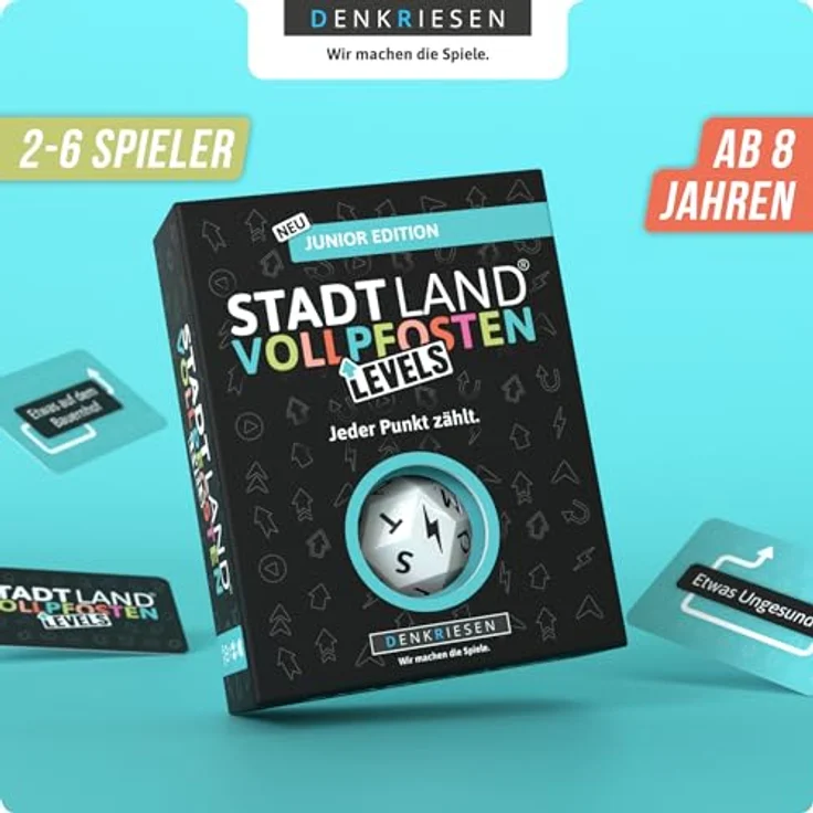 DENKRIESEN Stadt Land Vollpfosten® Levels – Junior Edition | Mit Blitzwürfel | Familienspiel, ab 8 Jahren – Bild 2