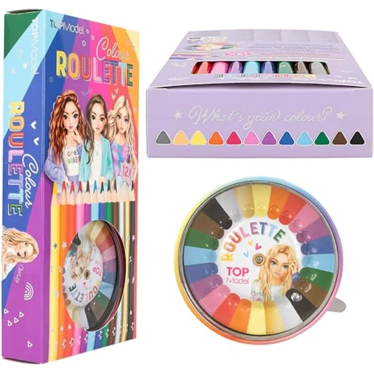 Depesche TOPModel Colour Roulette - Malspiel mit 12 dünnen Buntstiften und Farb-Roulette in kräftigen Farben – Bild 2