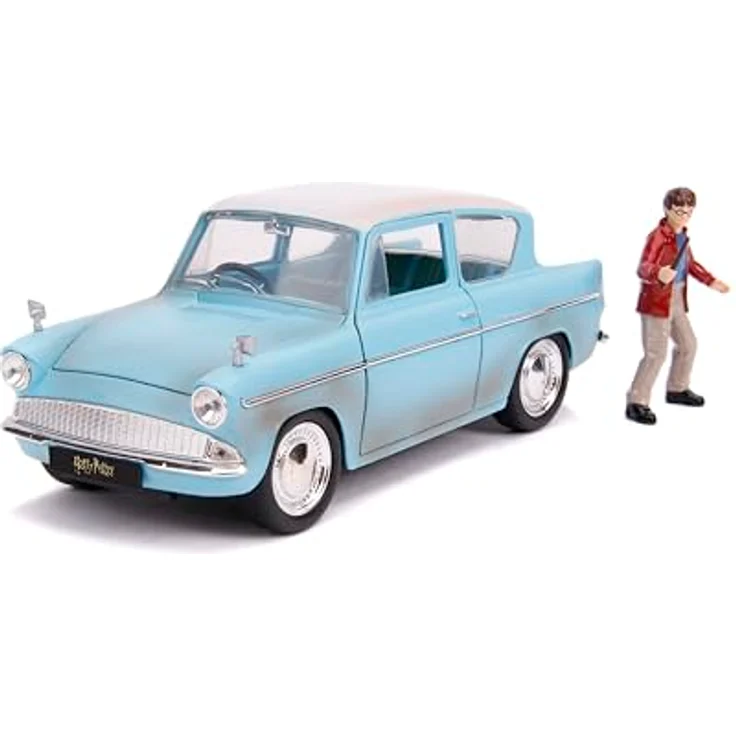 Jada JA31127 1:24 1959 Ford Anglia mit Harry Potter Figur, rostig blau – Bild 2