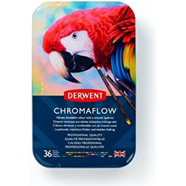 Derwent Chromaflow Buntstifte im 36er Set in Metallbox, 3,5 mm Minenstärke, Mischbar mit Geschmeidiger Textur, Ideal zum Zeichnen, Ausmalen und Layering, Professionelle Qualität, 2306012 – Bild 1