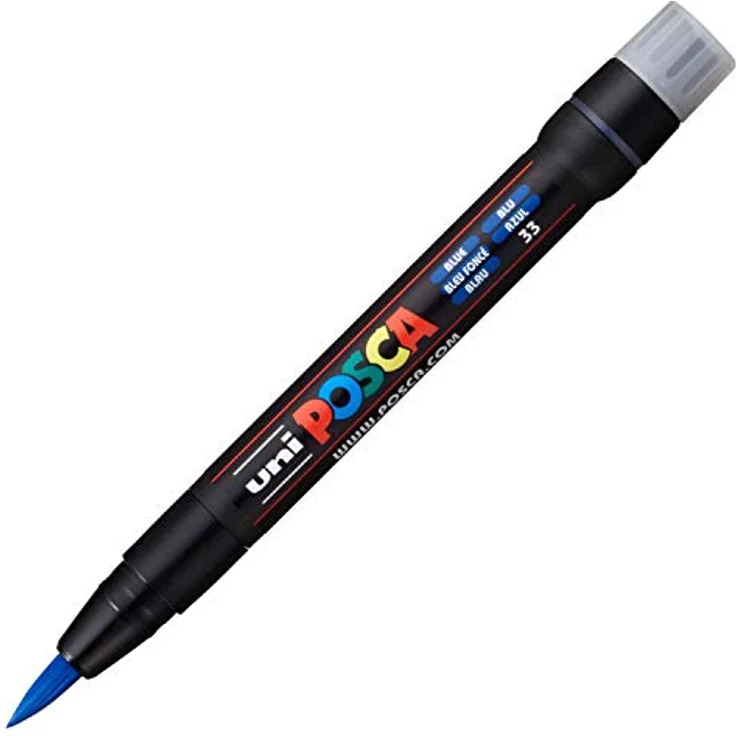 uni-ball POSCA 181651, Marker mit Pinselspitze, dunkelblau, wasserbasierte Pigmente für alle Oberflächen – Bild 3