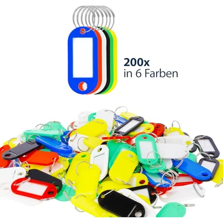 Westcott Schlüsselanhänger 200 Stück | 200er Pack robuste Anhänger zum Beschriften mit austauschbaren Etiketten | Mit Metall-Ring und in verschiedenen Farben | E-10656 00 – Bild 2
