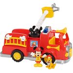 Just Play Disney Junior Mickey Mouse Feuerwehrauto mit Licht und Sound lustige Mickey-Sprüche und Feuerwehrauto-Soundeffekte, 2 bewegliche Sammelfiguren Mickey und Pluto, ab 3 Jahren