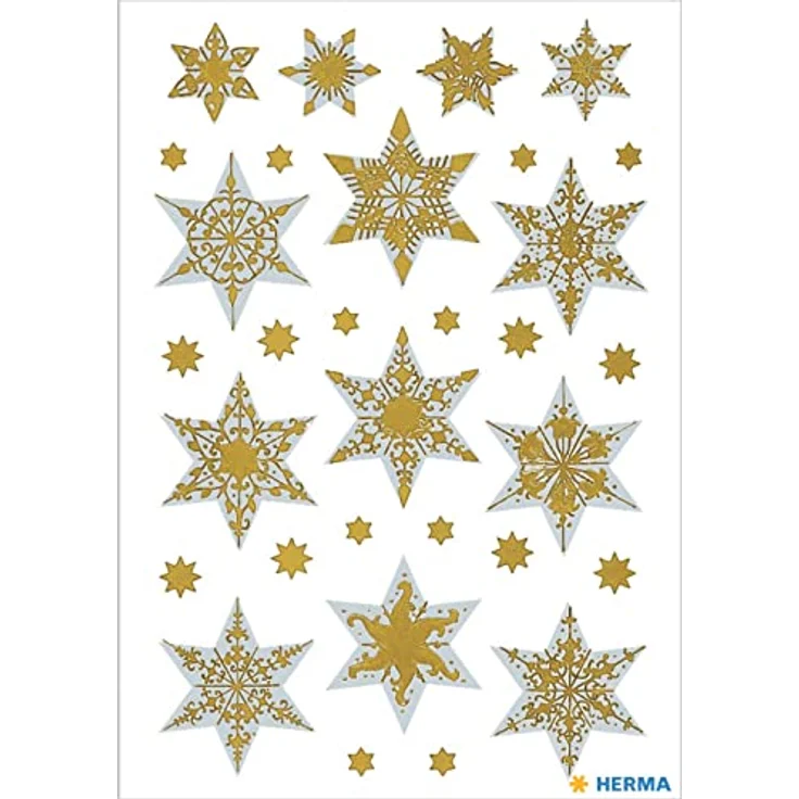 HERMA Sticker DECOR Weihnachten, selbstklebende Sterne in Silber und Gold, 1 Blatt – Bild 2