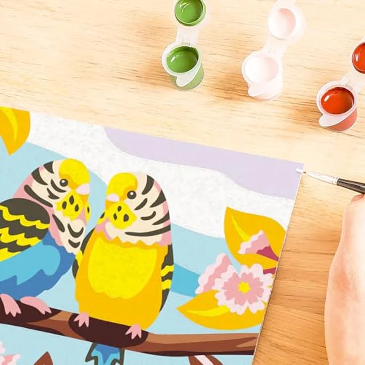 Ravensburger Malen nach Zahlen CreArt, Bunte Wellensittiche, 15 Acrylfarben, Made in Europe – Bild 7