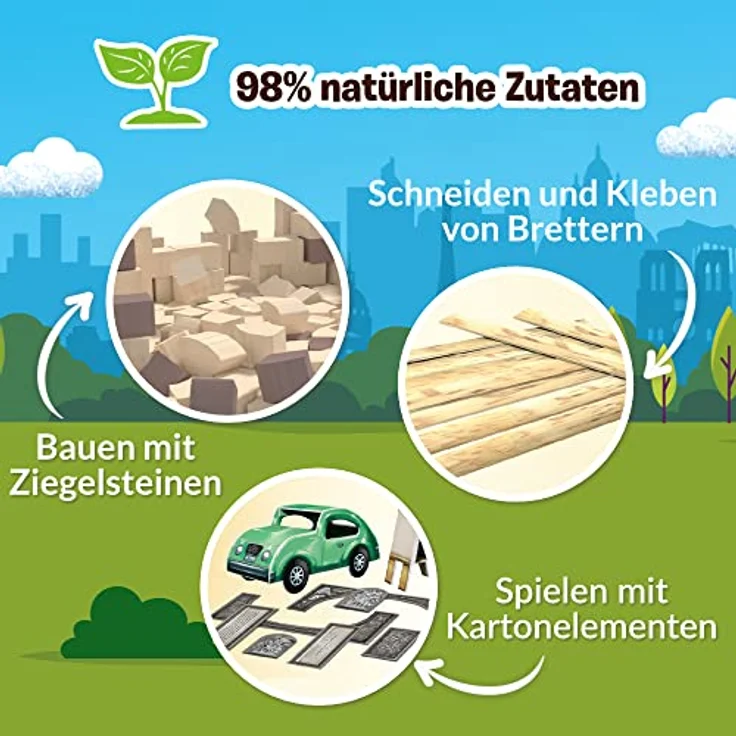 Trefl Brick Trick 61551 EKO Ziegelblöcke, DIY Kreativset für Kinder ab 7 Jahren, Triumphbogen, Frankreich, natürliche Materialien – Bild 3