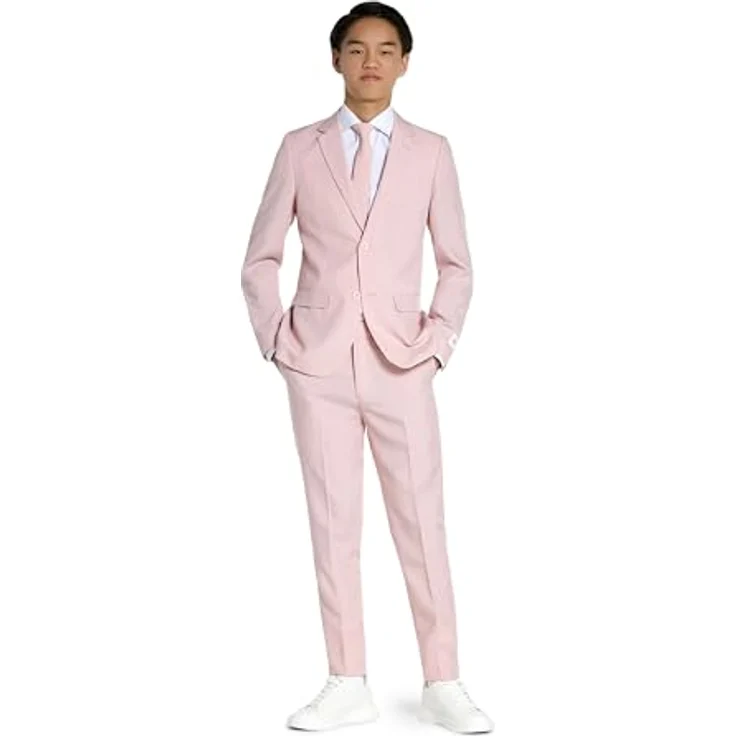 OppoSuits Lush Blush Anzug für Jugendliche, Slim-fit Passform in Pink, vollständig gefüttert, inklusive Krawatte – Bild 1