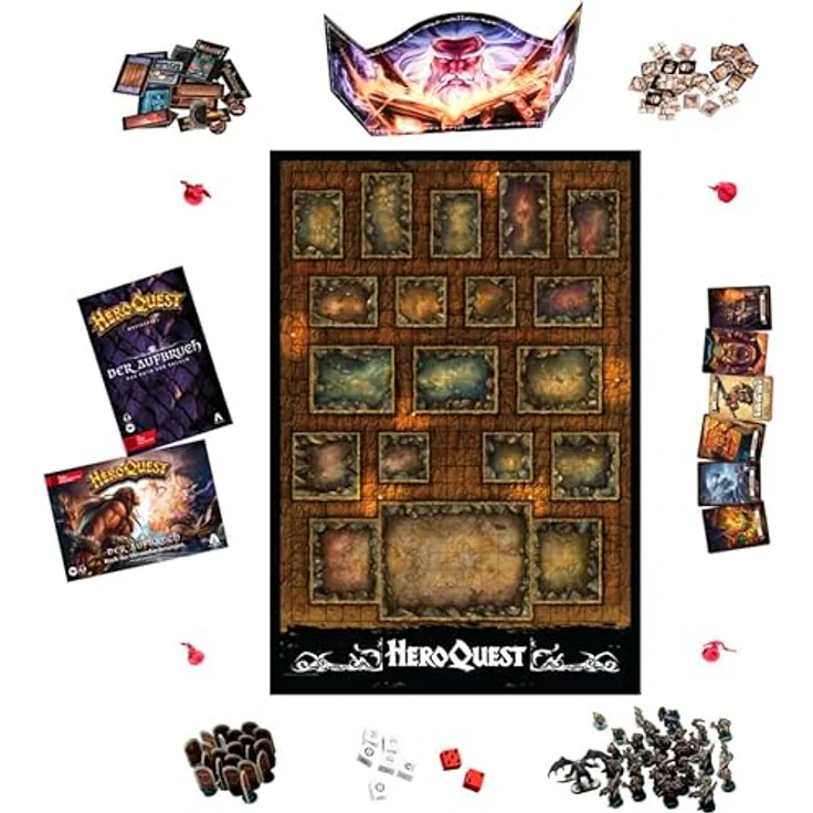 Avalon Hill HeroQuest Der Aufbruch Basisspiel Brettspiel - Deutsche Fassung, semi-kooperatives Strategiespiel mit Drachenfigur und 4 Heroen-Miniaturen – Bild 3