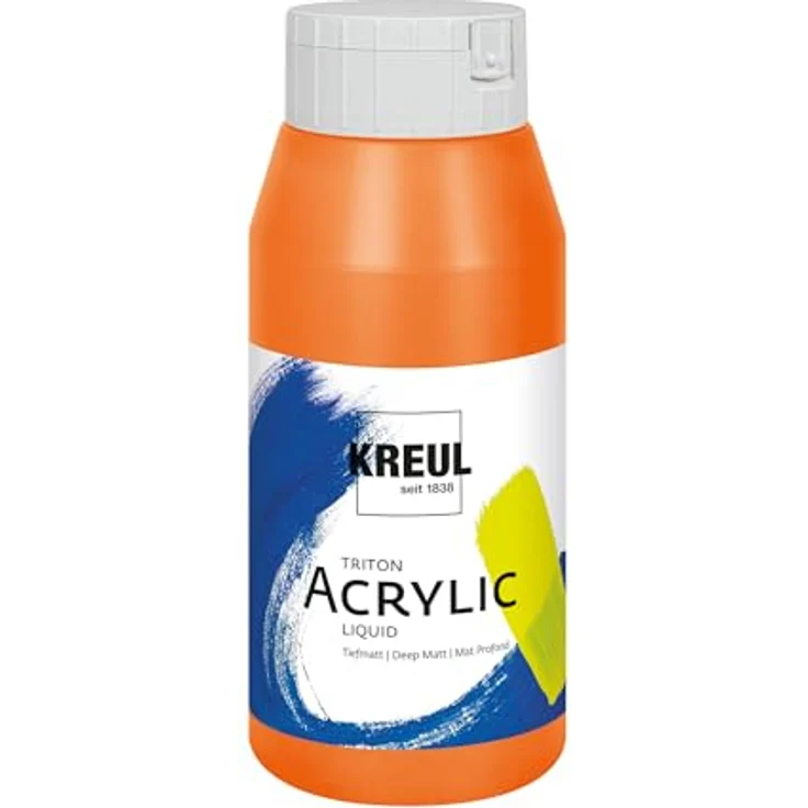 KREUL Solo Goya Triton Acrylfarbe aprikose, 750 ml, schnell trocknend, matt, wasserbasis, studioqualität, vielseitig einsetzbar, gut deckend – Bild 1