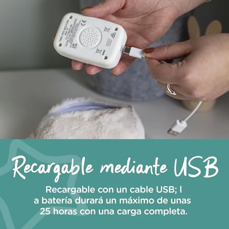 Tommee Tippee Mini-Einschlafhilfe Ollie die Eule, mit CrySensor, 6 beruhigenden Geräuschen, USB-Aufladbar und Waschmaschinenfest – Bild 4