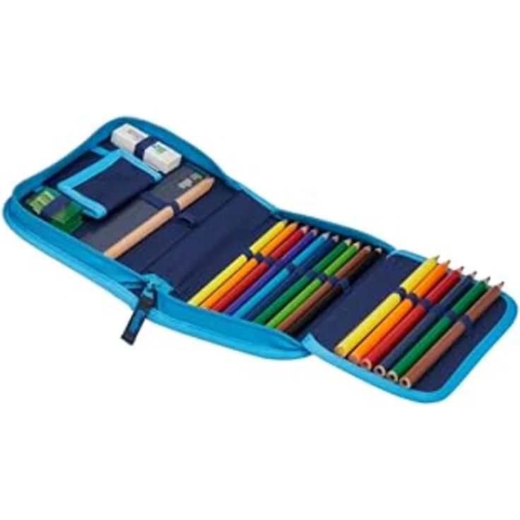 ergobag Federmäppchen Set 22-teilig, Lyra Buntstifte, Stundenplan-Fach, Kleingeld Fach, Lineal VerfolgBärjagd - Dunkelblau – Bild 2