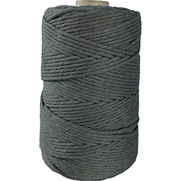 BooGardi Makramee Garn 100% Baumwolle - Dunkelgrau, 5mm x 100m Bastelgarn, 2 Stärken Macramee Kordel Band – Bild 5