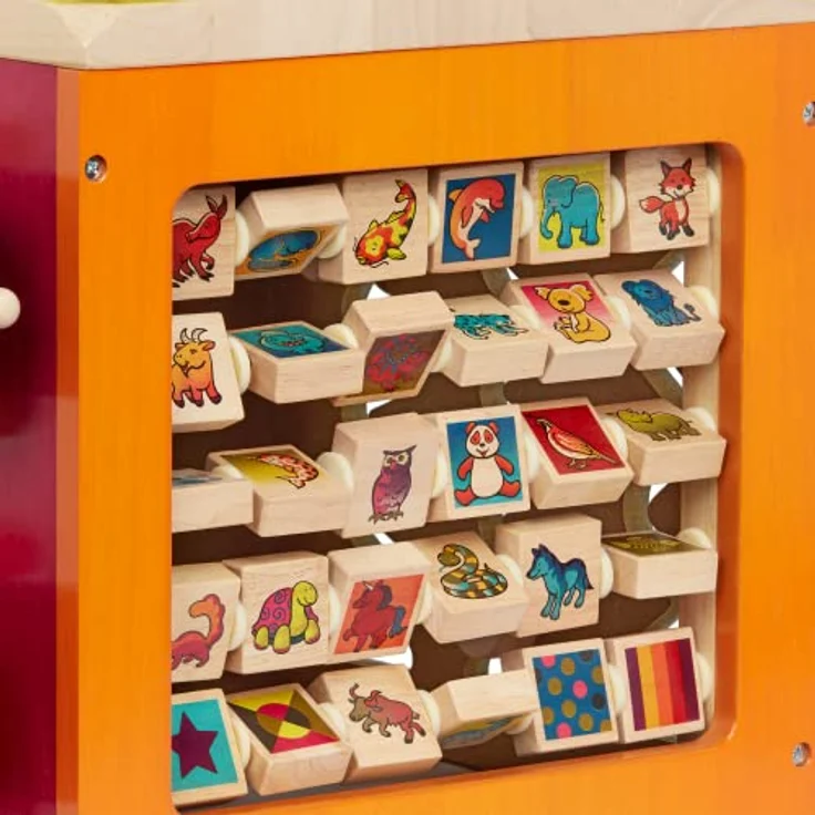 B. toys Großer Motorikwürfel, Motorikspielzeug Activity Center mit Motorikschleife mit Zootieren, Holzspielzeug Baby Spielzeug ab 1 Jahr – Bild 3