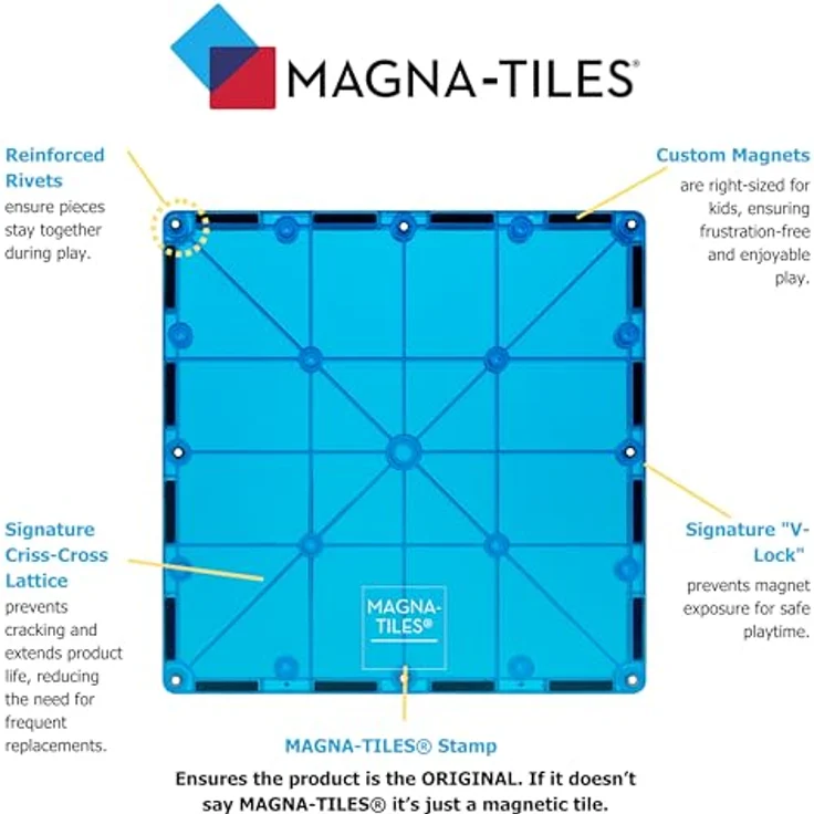 Magna-Tiles 32-teiliges Set Clear Colours mit unterschiedlichen, magnetischen 3D-Bausteinen in klaren Farben, fördert spielerisches Lernen – Bild 3