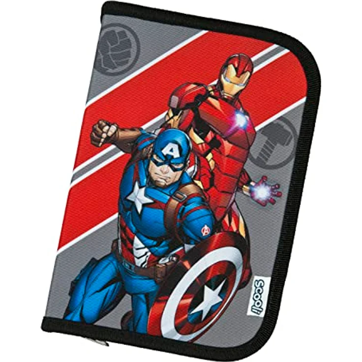Scooli Marvel Avengers Schüleretui - gefülltes Federmäppchen mit Eberhard Faber Stiften - stylische Federmappe mit Motiv - Stiftebox für Buntstifte und Bleistifte - ideal für die Schule – Bild 1