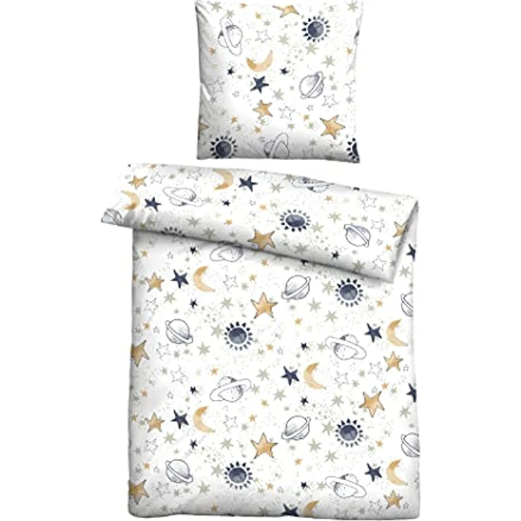 biberna 0004645 Feinbiber-Bettwäsche Weiss 1x 135x200 cm + 1x 80x80 cm – Bild 1