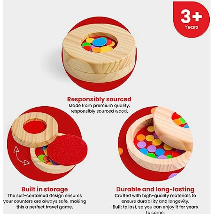 Bigjigs Toys Flohhüpfen, Brettspiel mit 120mm Durchmesser, ab 3 Jahren, nachhaltig hergestellt. – Bild 5