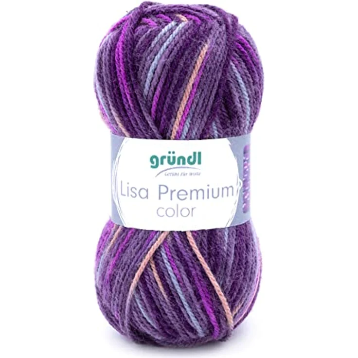 Gründl Lisa Premium color (Strick- & Häkelgarn mit wollähnlichem Charakter aus 100 % Polyacryl, 50 g / 133 m, Nadelstärke: 3,5 - 4,5, 1 x 50 g), brombeere-fuchsia-lila-color – Bild 1