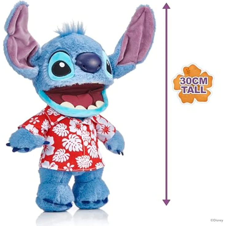 Merkloos Disney Plüsch Hawaiian Chatty Stitch Deluxe, interaktives 32 cm Stofftier mit authentischen Phrasen und Geräuschen – Bild 5