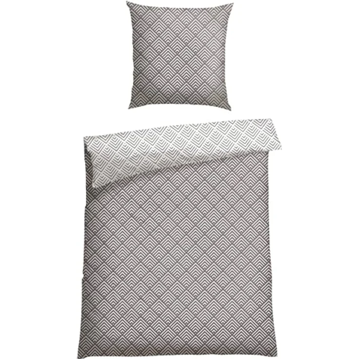 Schiesser Bettwäscheset Mabel | Renforcé | 100% Baumwolle aus nachhaltiger Produktion | 155x200 cm + 80x80cm | Grau – Bild 4