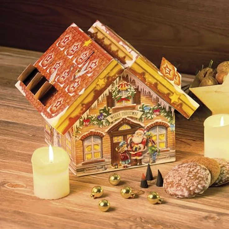 ROTH Räucherkegel-Adventskalender Räucherhaus gefüllt mit 24 verschiedenen Räucherkerzen, Räucherkerzchen-Kalender für die Vorweihnachtszeit – Bild 4