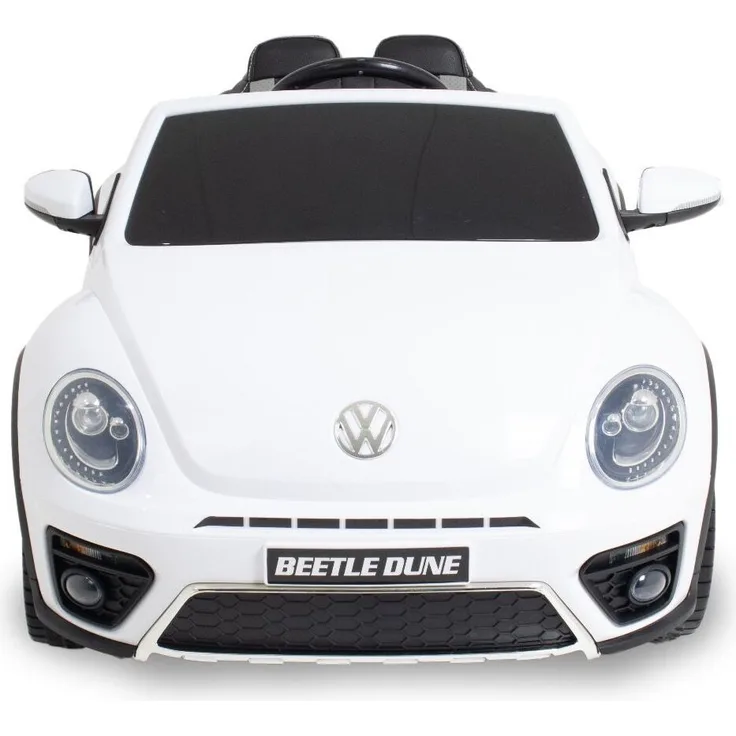 Volkswagen Kinder Elektroauto Beetle XL 12V - 1 bis 6 Jahre - mit Fernbedienung - Weiß - MP3-Player, Bluetooth, Soft-Start, Ledersitz