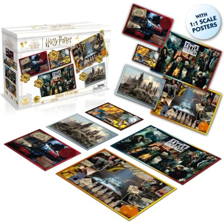 Winning Moves WM03015-ML1-4 Harry Potter Brettspiel, 5er Puzzle-Set mit 160, 500 und 1000 Teilen, ab 6 Jahren – Bild 3