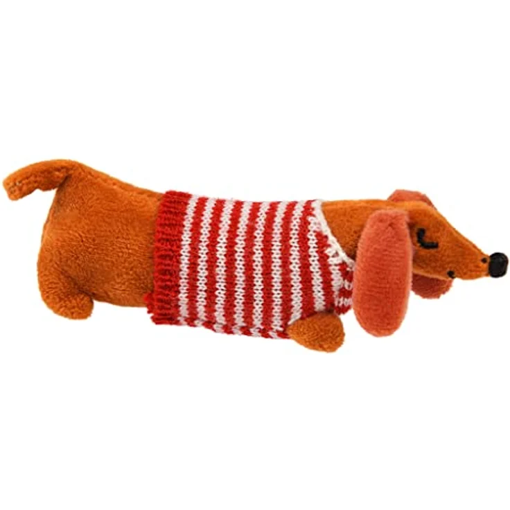 Rex London - Mini-Wursthund in kleiner Box 'Pear', mit gestreiftem Pullover und gepunkteter Decke – Bild 5