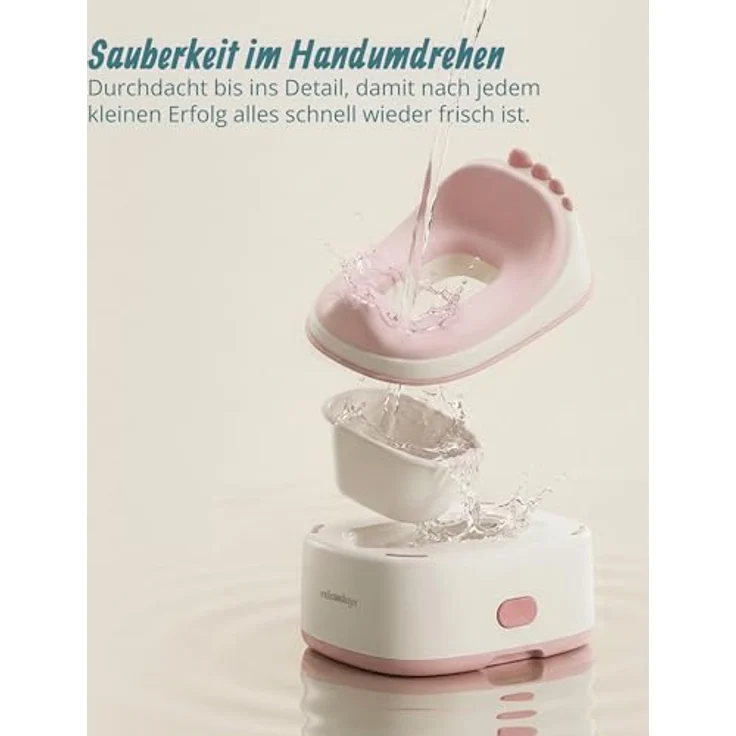 relaxdays Toilettentrainer Töpfchen 4-in-1 Dino mit Deckel, rosa, ergonomisches Design und Anti-Rutsch-Elemente – Bild 6