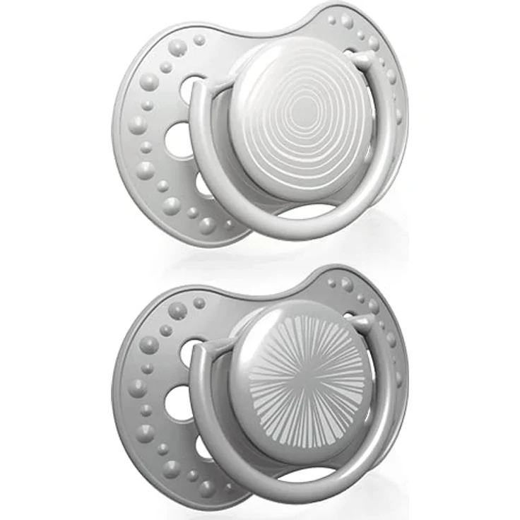 LOVI Schnuller 0-3 Monate, Silikon, BPA-frei, Hygieneschutzhülle, Harmony Kollektion, 2 Stück, Grau – Bild 1