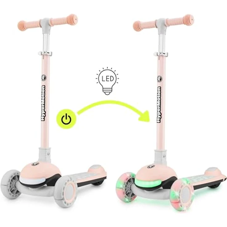 HyperMotion LUMI 3in1 Kinderroller mit LED-Beleuchtung, Sitz höhenverstellbar, klappbar, PolyurethanRäder, T-Bar Lenker, bis 50 kg, blau, für Kinder ab 1 Jahr – Bild 8