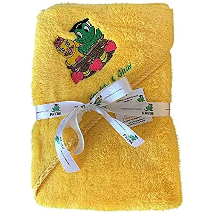 Freds Swim Academy 20522 Kapuzenhandtuch aus weichem Welsoft Polyester mit Fred & Gina Motiv, ca. 70 x 70 cm, gelb
