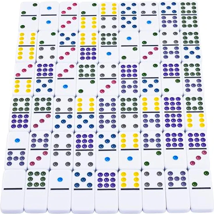 Engelhart Mexikanischer Domino-Zug 250127, Premium-Komplettset mit 55 Dominosteinen (9 mm) in Holzkiste, 8 bunte Lokomotiven, für 2 bis 4 Spieler – Bild 5